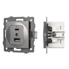 Изображение Розетка USB Type-A+C QC3.0 Arlight APO, серый 049840
