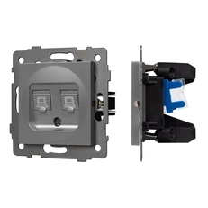 Изображение Двойная компьютерная розетка RJ-45 Cat.6 Arlight APO, серый 049851