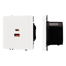 Изображение Встраиваемая розетка USB тип A+C, 65W, Arlight NOBE, белый кварц soft-touch 054316(1)