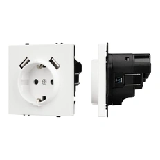 Изображение Розетка с заземлением и USB тип A+А Arlight NOBE, белый кварц soft-touch 054288(1)