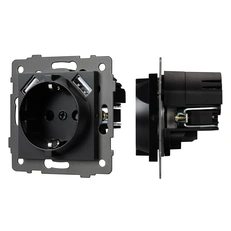 Изображение Розетка с заземлением и 2хUSB Type A Arlight APO, черный 049819